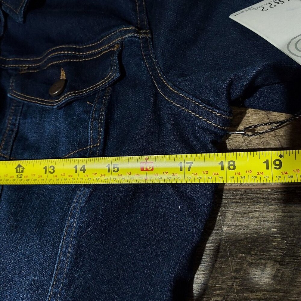 Denim Dark Blue Jean Jacket 1822 Heritage Button-Front Long Sleeve Cotton Size M - Picture 8 of 11